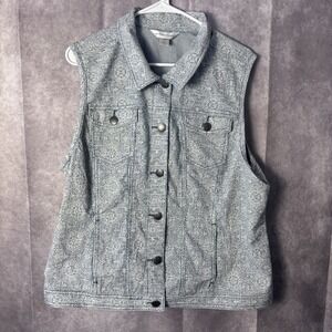 Christopher & Banks Womens Size XL‎ Button Front Vest Blue Design